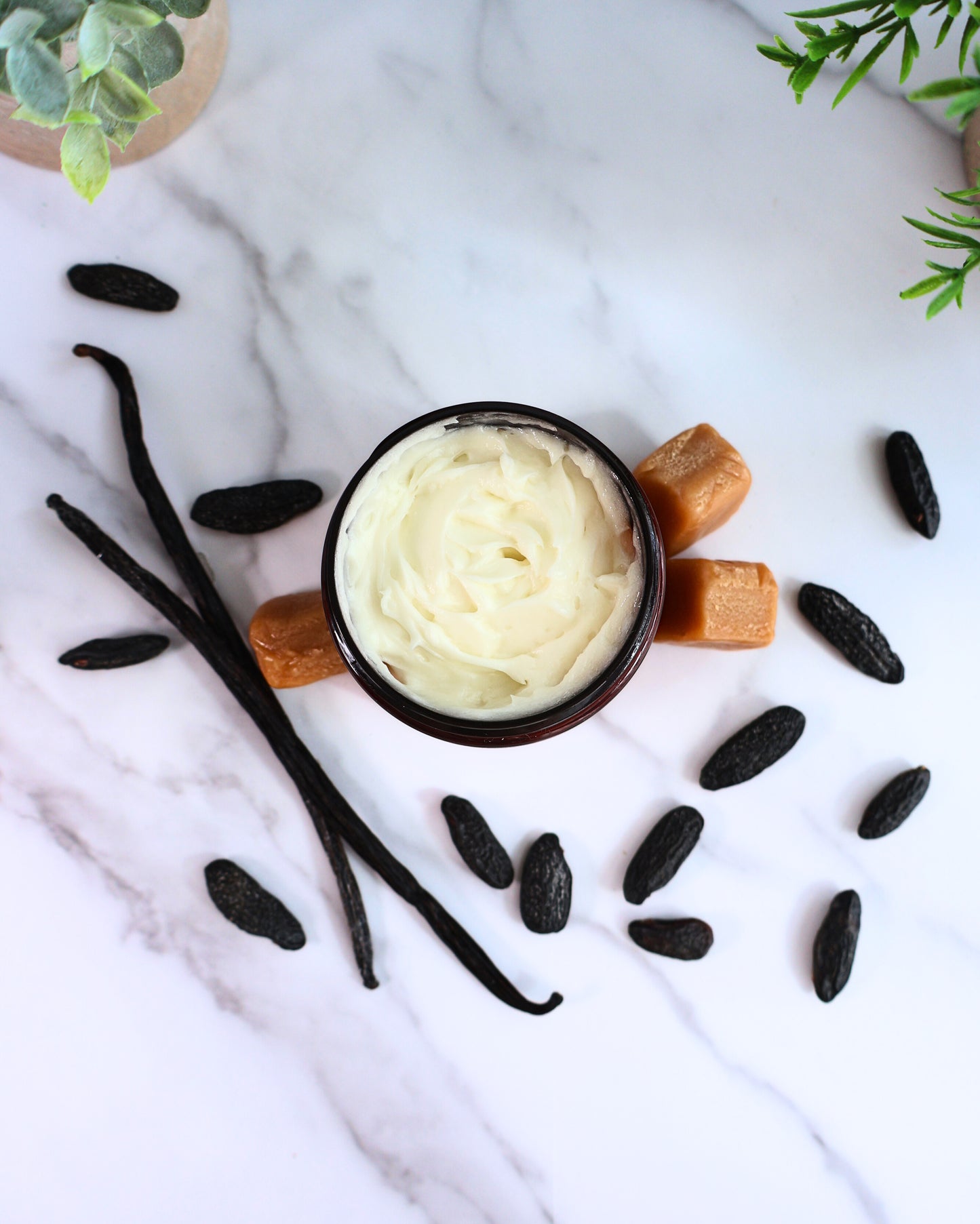 Close-up of Creamy Vanilla body butter texture showing rich smooth consistency
