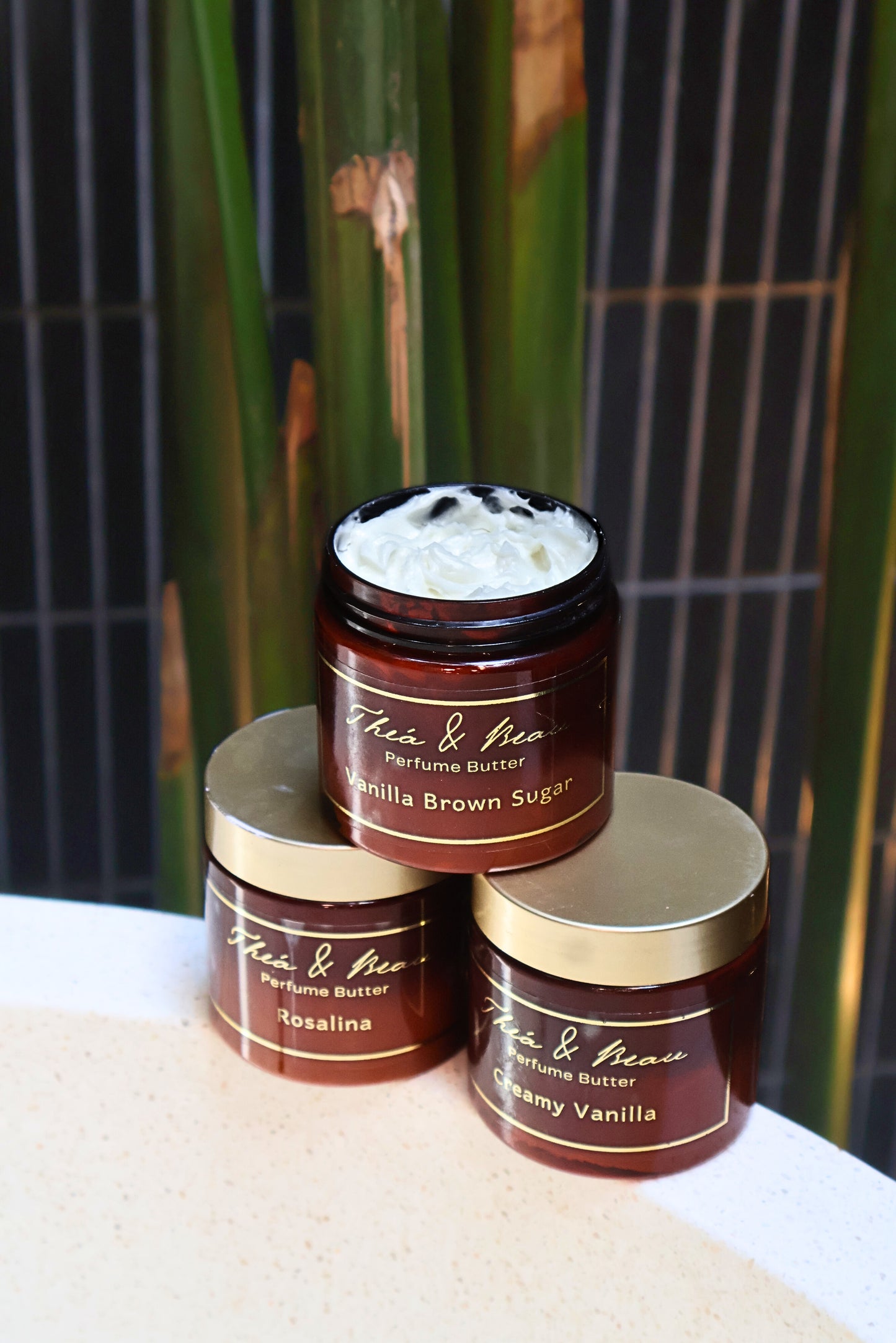 Luxury Vanilla Brown Sugar perfume body butter jar close-up